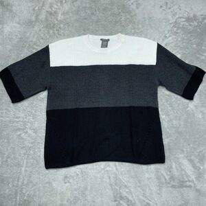 Matty M Women's L Pullover Sweater Black Gray White d1324